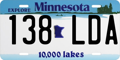 MN license plate 138LDA