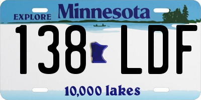 MN license plate 138LDF