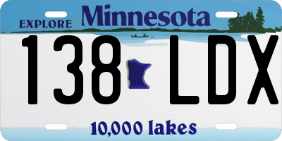 MN license plate 138LDX