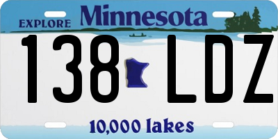 MN license plate 138LDZ