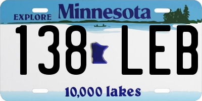 MN license plate 138LEB