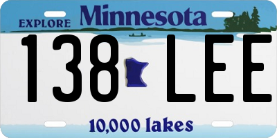 MN license plate 138LEE