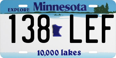 MN license plate 138LEF
