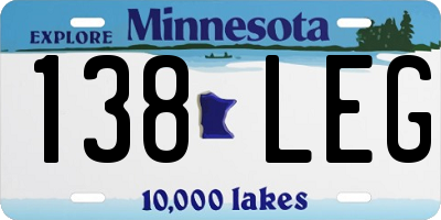 MN license plate 138LEG