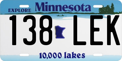MN license plate 138LEK