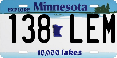 MN license plate 138LEM