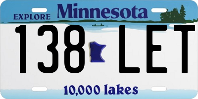 MN license plate 138LET