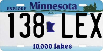 MN license plate 138LEX
