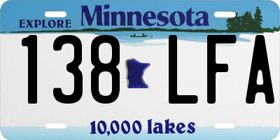 MN license plate 138LFA