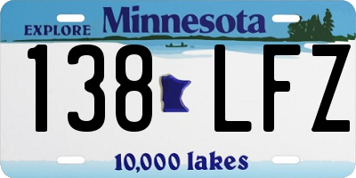 MN license plate 138LFZ