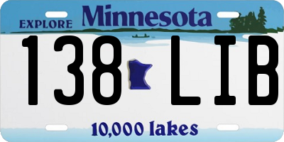 MN license plate 138LIB