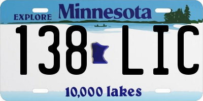 MN license plate 138LIC