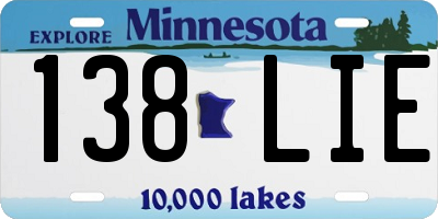 MN license plate 138LIE