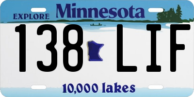 MN license plate 138LIF