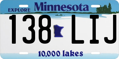 MN license plate 138LIJ