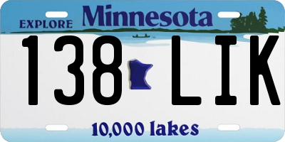 MN license plate 138LIK