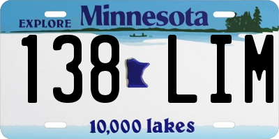 MN license plate 138LIM