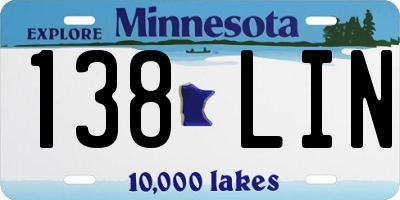 MN license plate 138LIN