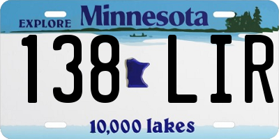 MN license plate 138LIR