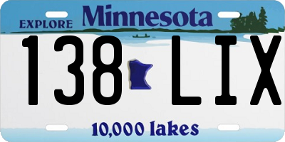 MN license plate 138LIX