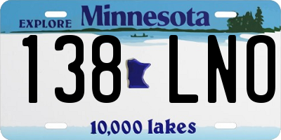 MN license plate 138LNO