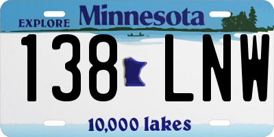 MN license plate 138LNW