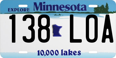 MN license plate 138LOA