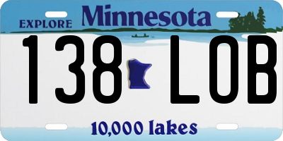 MN license plate 138LOB