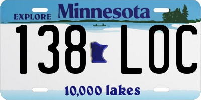 MN license plate 138LOC