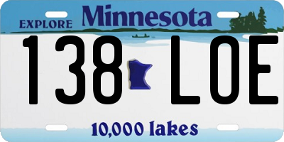 MN license plate 138LOE