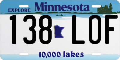 MN license plate 138LOF