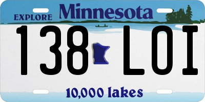 MN license plate 138LOI