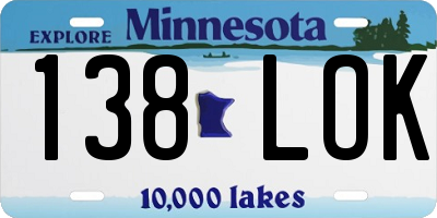MN license plate 138LOK