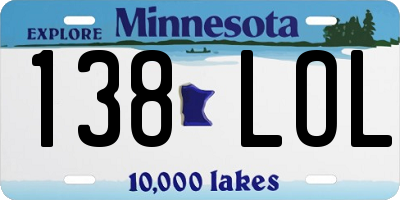 MN license plate 138LOL