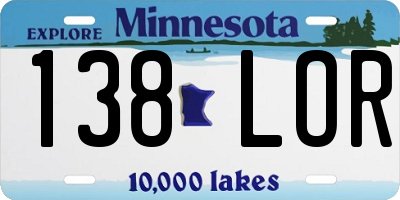 MN license plate 138LOR
