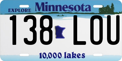 MN license plate 138LOU