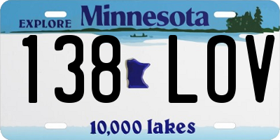 MN license plate 138LOV