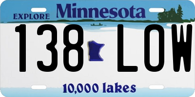 MN license plate 138LOW