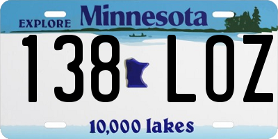MN license plate 138LOZ