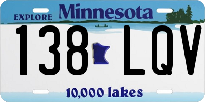 MN license plate 138LQV