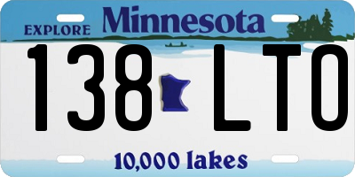 MN license plate 138LTO
