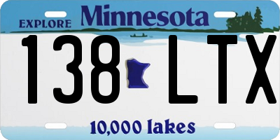 MN license plate 138LTX