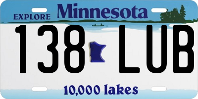 MN license plate 138LUB