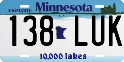 MN license plate 138LUK