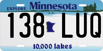 MN license plate 138LUQ