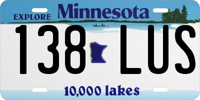 MN license plate 138LUS