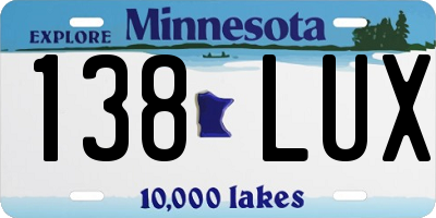 MN license plate 138LUX