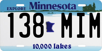 MN license plate 138MIM