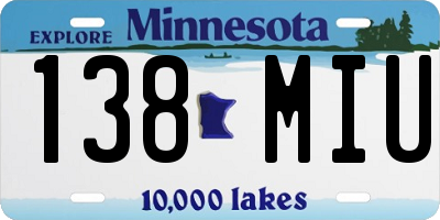 MN license plate 138MIU