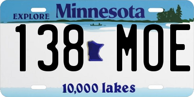 MN license plate 138MOE